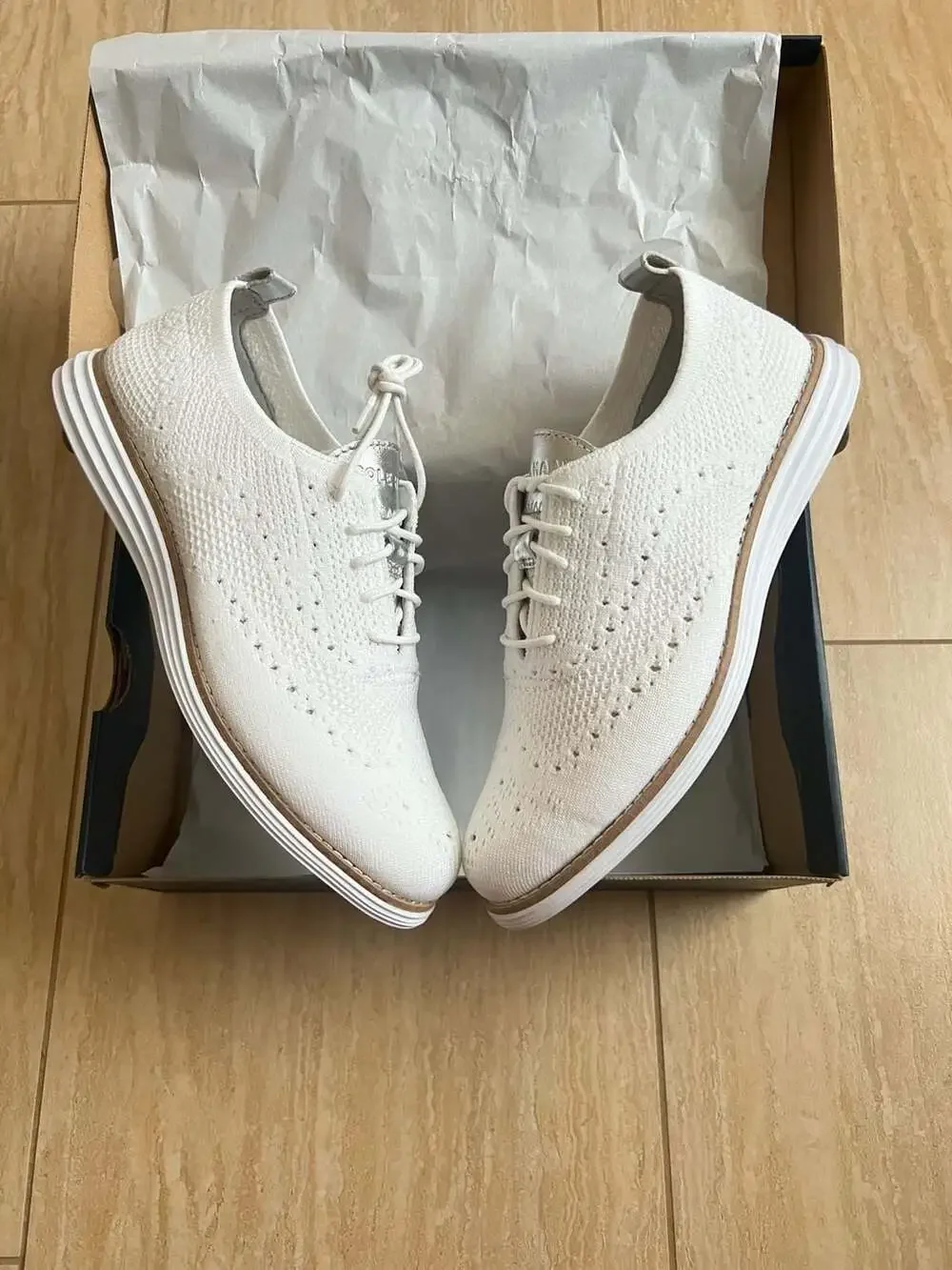 Cole Haan Women's ØriginalGrand Stitchlite Wingtip Shoes Optic White Size 8.5W
